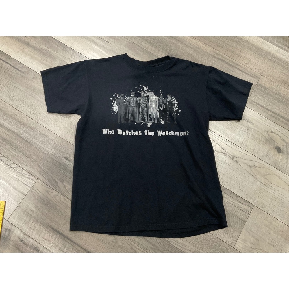 Watchmen Movie Graphic T-Shirt Mens Large Who Watches the Watchmen Black Tee